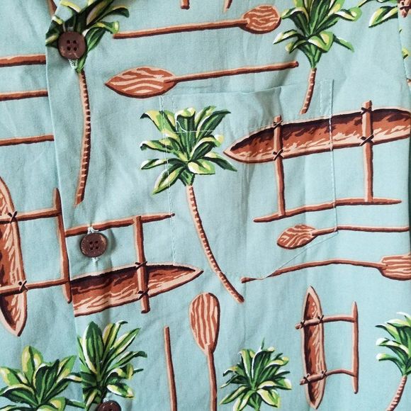 Bishop St. Apparel Boy Hawaii Short Sleeve Button Down Shirt size 16 green - Picture 5 of 5